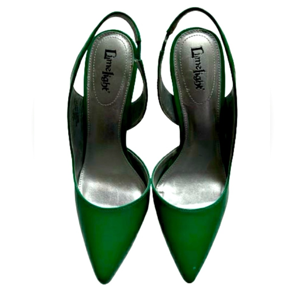 Womens Patent Leather Pointed Toe Slingback Heels, Size 8M.
